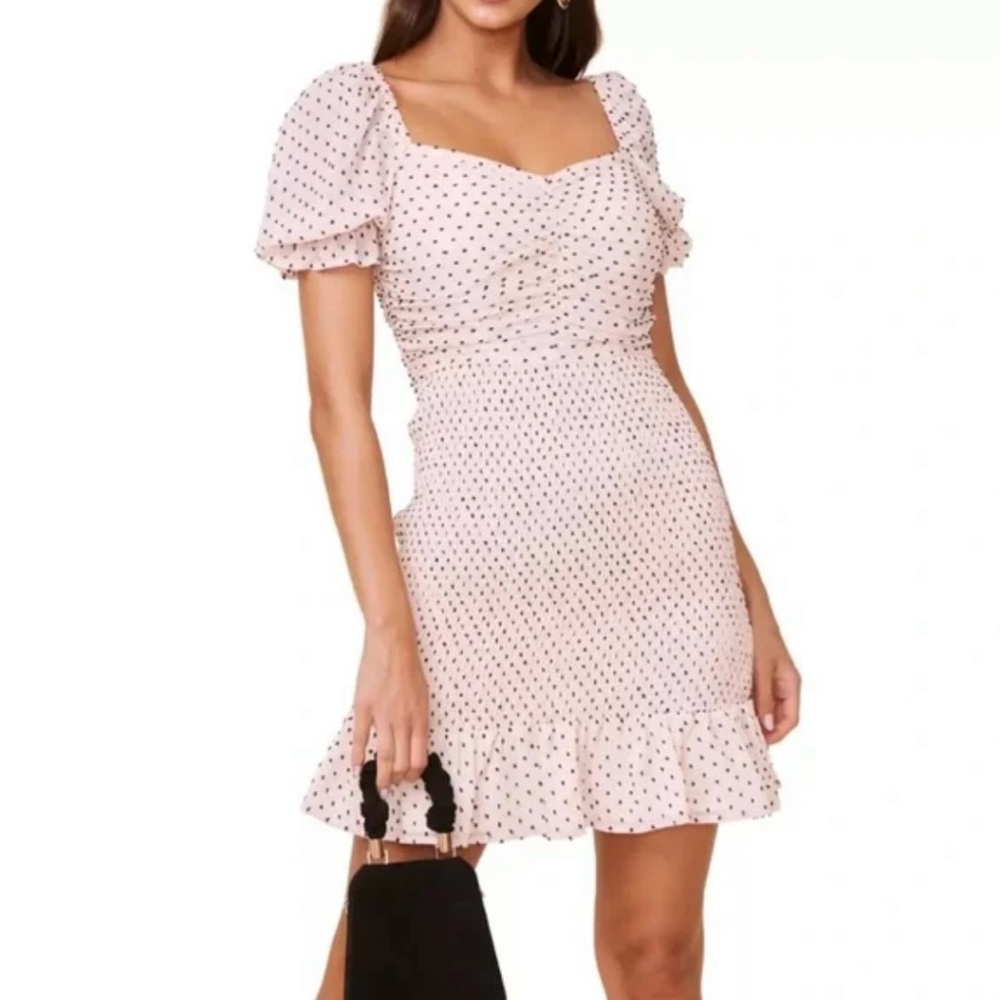 NWT ASTR light pink Polka Dot Midi Dress